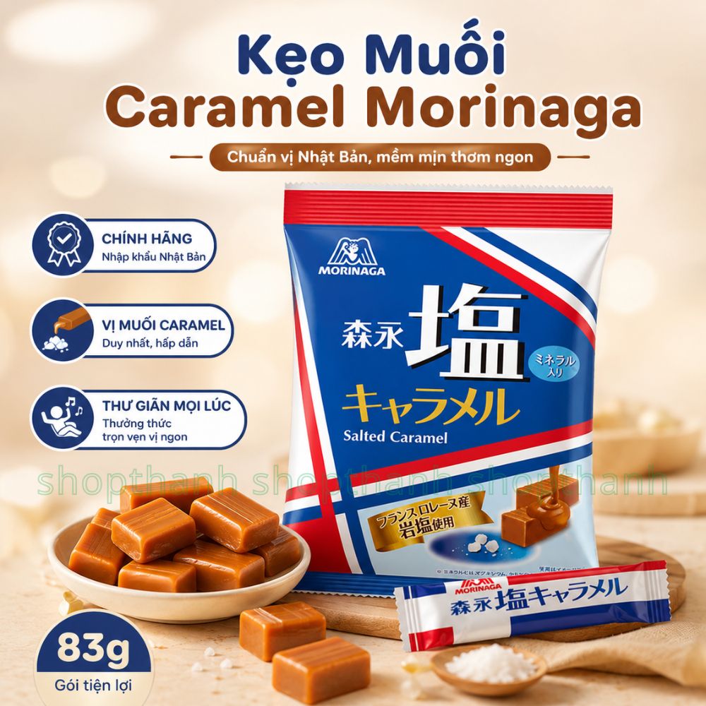 Kẹo Muối Caramel Morinaga Gói 83g - Kẹo Mềm Vị Muối Hòa Quyện Đậm Đà Từ Nhật Bản