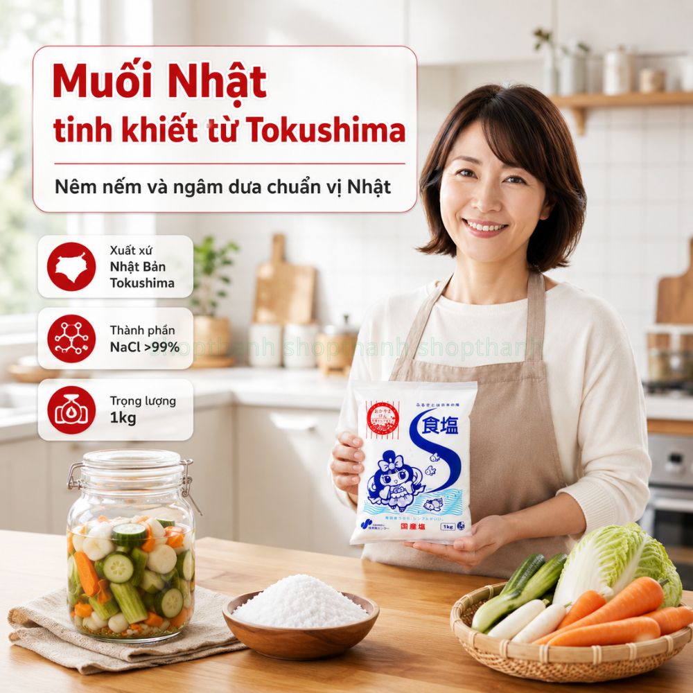 Muối Tinh Khiết Nhật Bản 1kg | Nêm Món Ăn Đậm Đà, NaCl >99% Cho Gia Đình