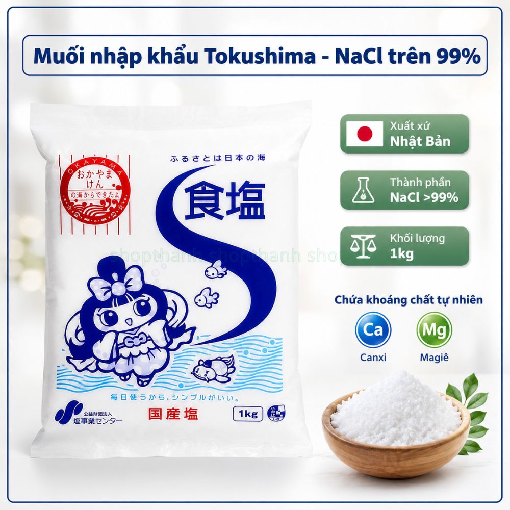 Muối Tinh Khiết Nhật Bản 1kg | Nêm Món Ăn Đậm Đà, NaCl >99% Cho Gia Đình