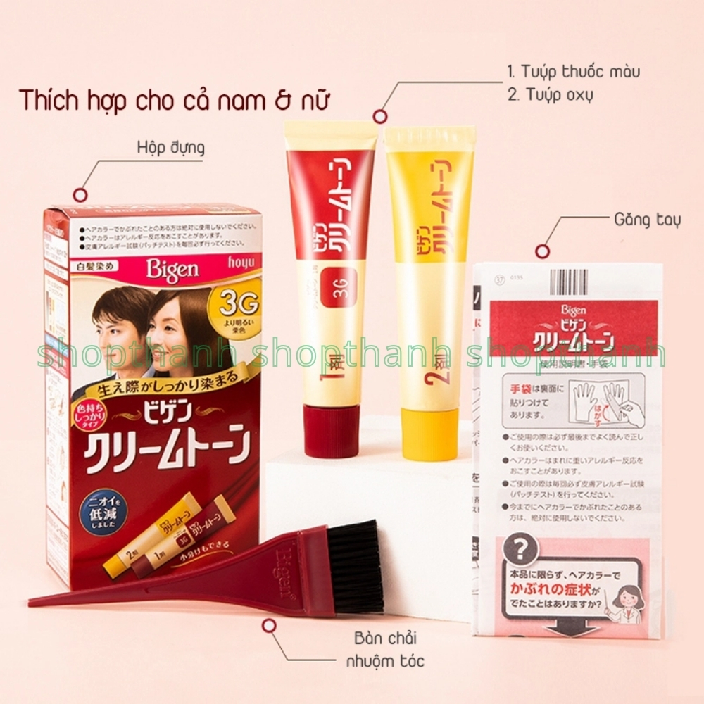 Nhuộm Tóc Phủ Bạc Dạng Kem Bigen Cream Color Nhật Bản – Che Phủ Tóc Bạc Tự Nhiên, Không Amoniac, Dưỡng Mượt Cho Người Trung Niên