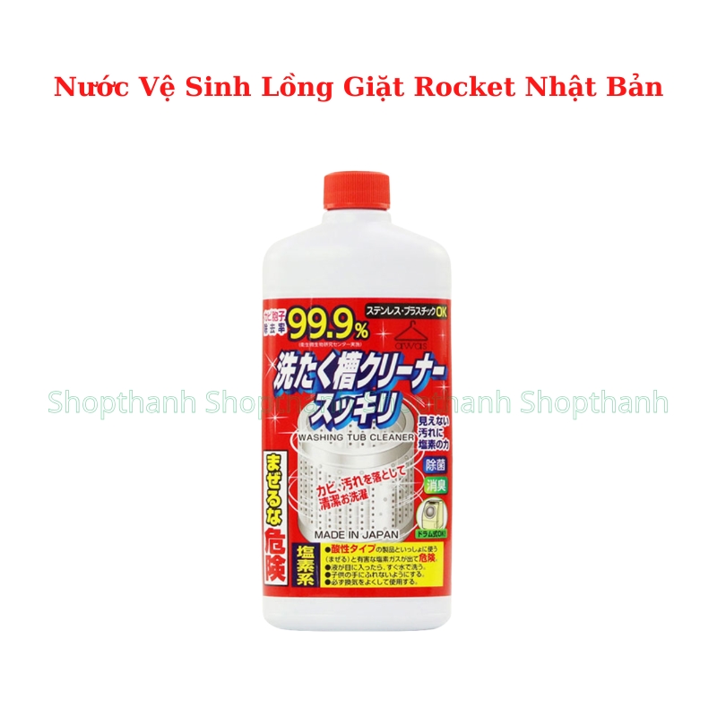 Nước Tẩy Lồng Giặt Rocket Nhật Bản 550g – Diệt 99.9% Nấm Mốc, Khử Mùi Hôi, Vệ Sinh Sâu Máy Giặt Cửa Trước & Cửa Trên Chính Hãng