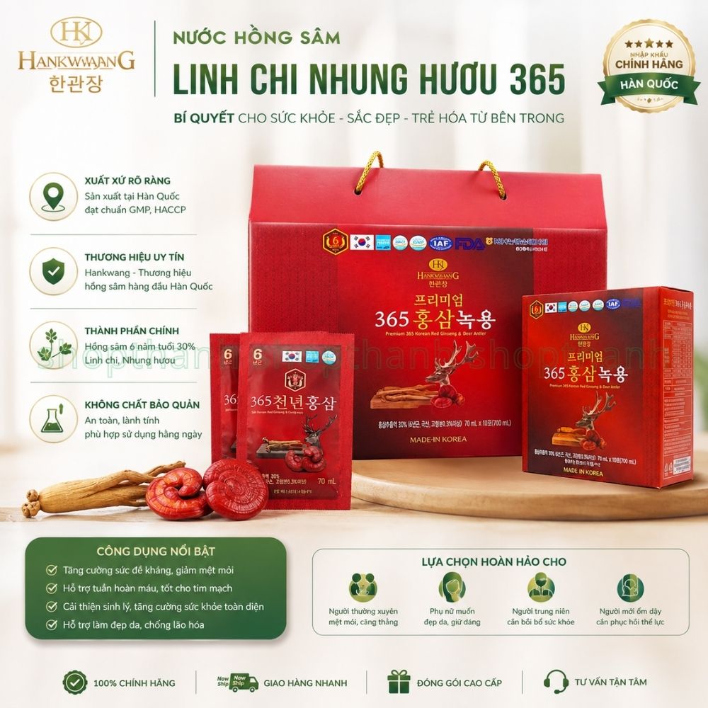 Nước Hồng Sâm 365 - Bồi Bổ Toàn Diện, Kết Hợp Hồng Sâm Linh Chi Nhung Hươu - Cho Người Lớn Tuổi