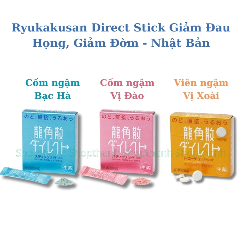 Cốm Ngậm Ryukakusan Direct Stick Nhật Bản - Giảm Ho Giảm Đau Họng Hiệu Quả.