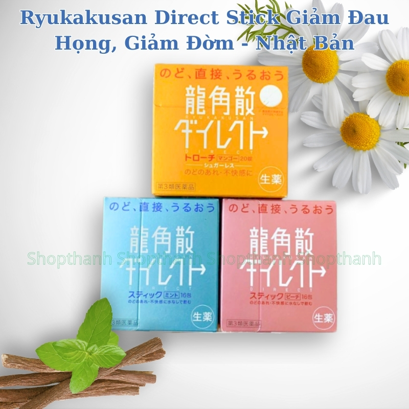 Cốm Ngậm Ryukakusan Direct Stick Nhật Bản - Giảm Ho Giảm Đau Họng Hiệu Quả.