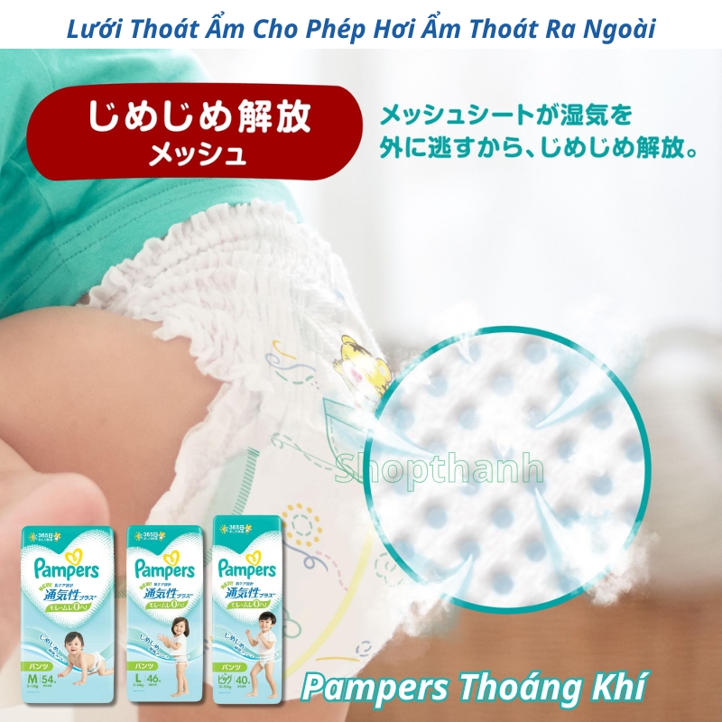 Tã/Bỉm Quần Pampers Thoáng Khí - Nhãn Xanh Lá