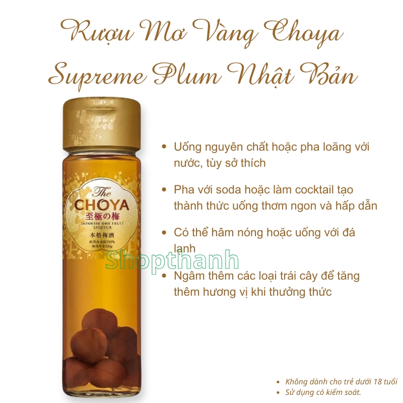 Mơ Vàng Choya Supreme Plum Single Year Nhật Bản 650ml - 15%