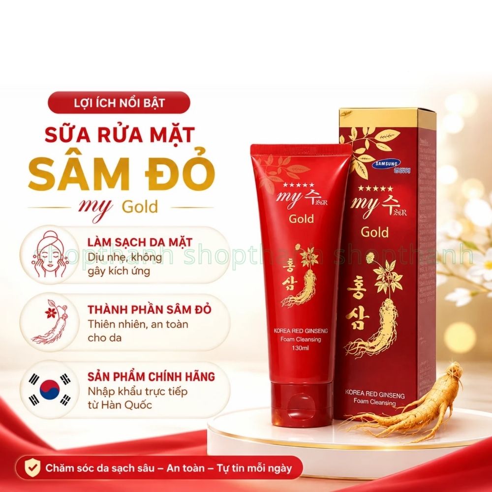 Sữa Rửa Mặt Sâm Đỏ Hàn Quốc My Gold 130ml Làm Sạch Dịu Nhẹ Phù Hợp Da Hàng Ngày