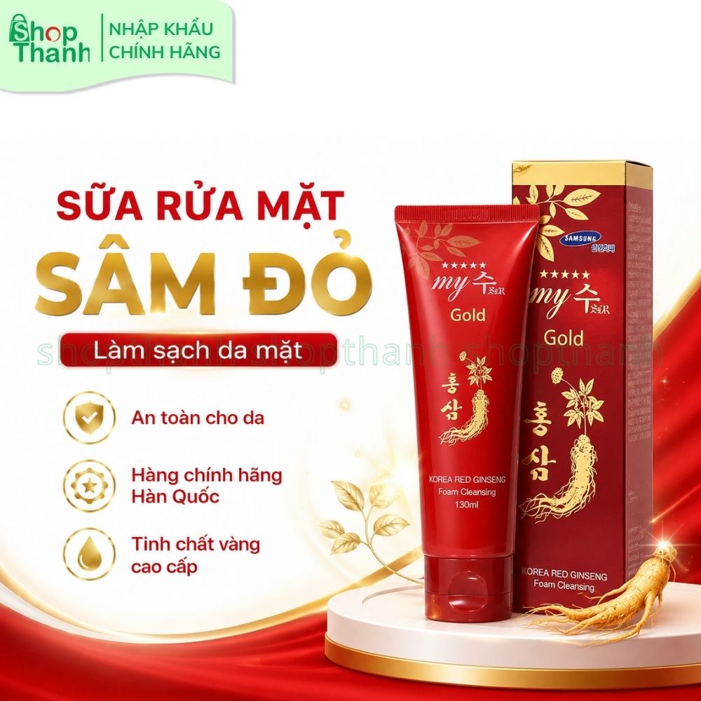 Sữa Rửa Mặt Sâm Đỏ Hàn Quốc My Gold 130ml Làm Sạch Dịu Nhẹ Phù Hợp Da Hàng Ngày
