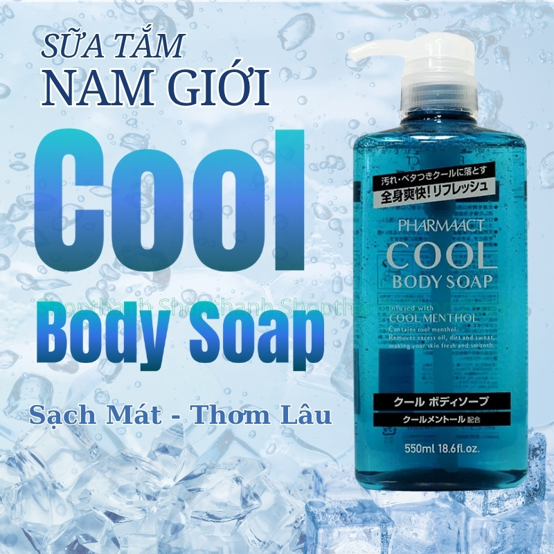 Sữa Tắm PHARMAACT Cool 550ml – Làm Sạch Sâu, Mát Lạnh, Nhập Khẩu Nhật Bản