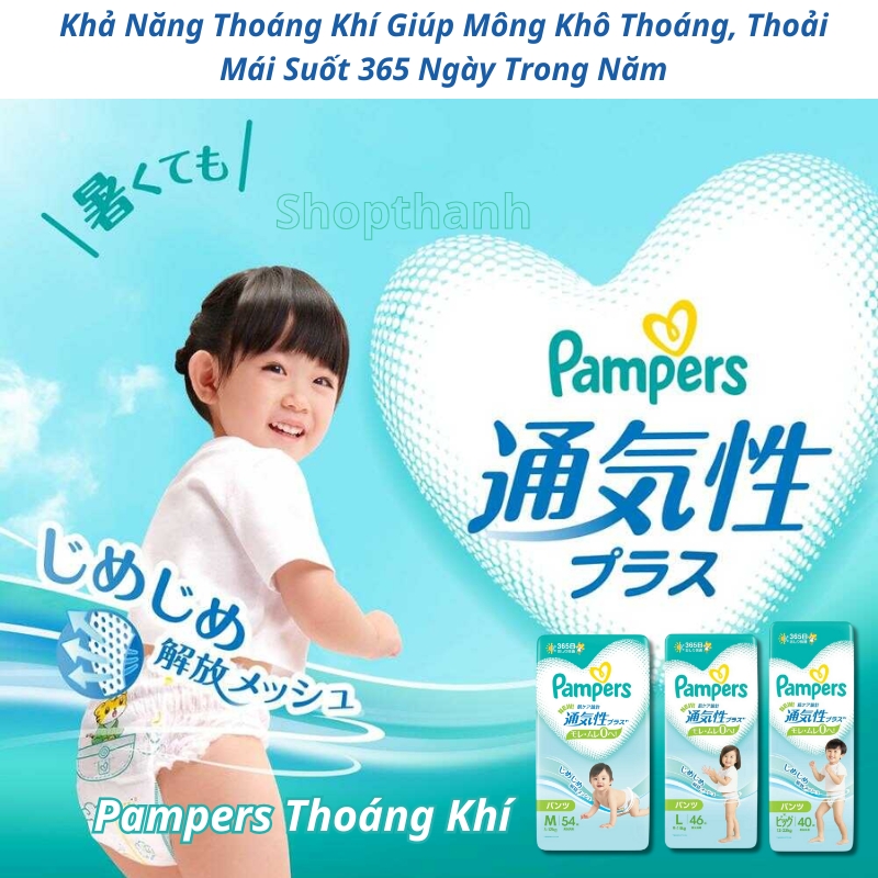 Tã/Bỉm Quần Pampers Thoáng Khí - Nhãn Xanh Lá