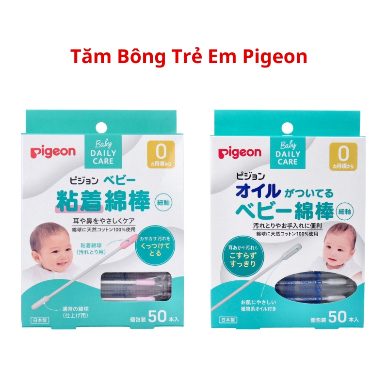Tăm Bông Pigeon Cho Bé Nội Địa Nhật - Bịch 50 cây