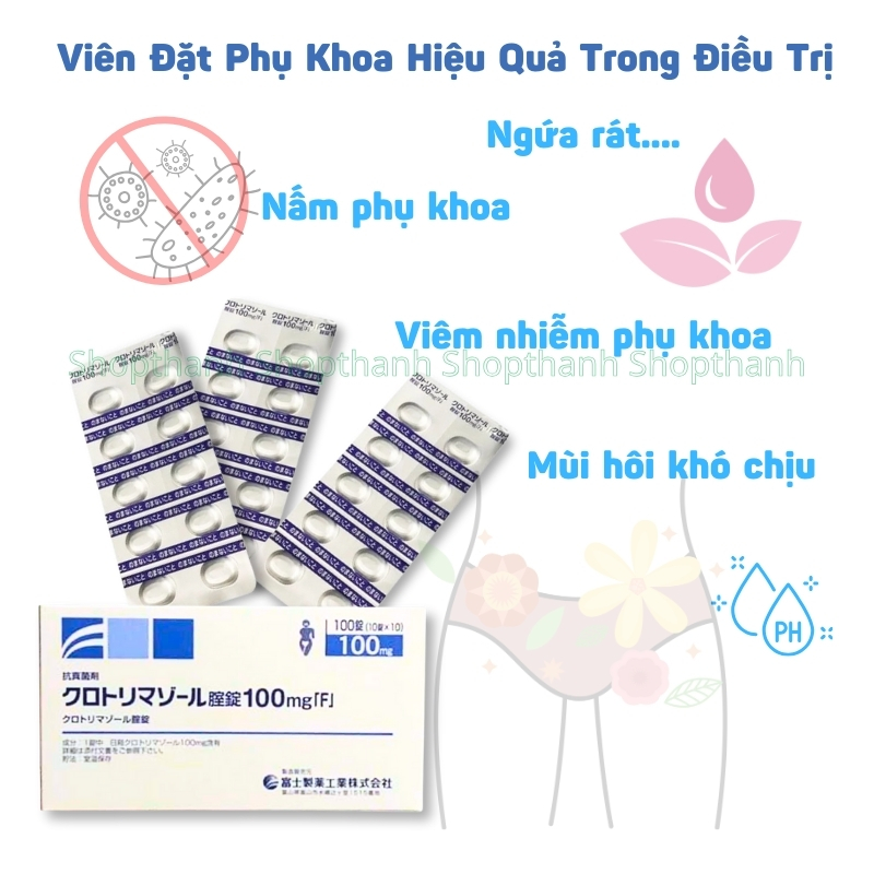 Viên Đặt Trị Nấm Âm Đạo Elcido 100mg Nhật Bản Vỉ 10 viên