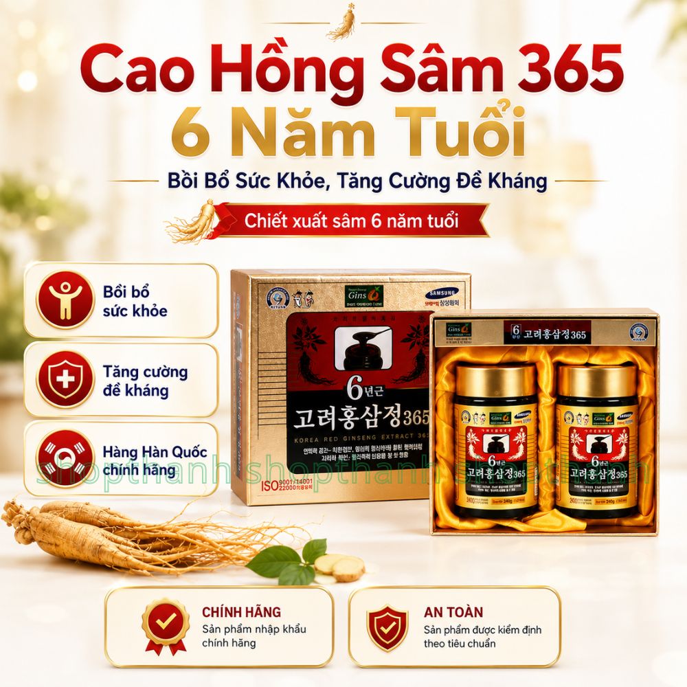 Cao Hồng Sâm 365 Hàn Quốc 240gr Tinh Chất Sâm 6 Năm Tuổi Hỗ Trợ Bồi Bổ Sức Khỏe Hằng Ngày