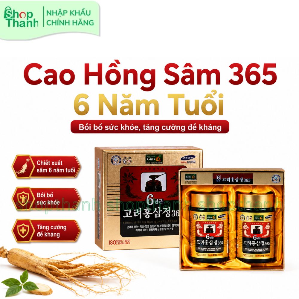 Cao Hồng Sâm 365 Hàn Quốc 240gr Tinh Chất Sâm 6 Năm Tuổi Hỗ Trợ Bồi Bổ Sức Khỏe Hằng Ngày