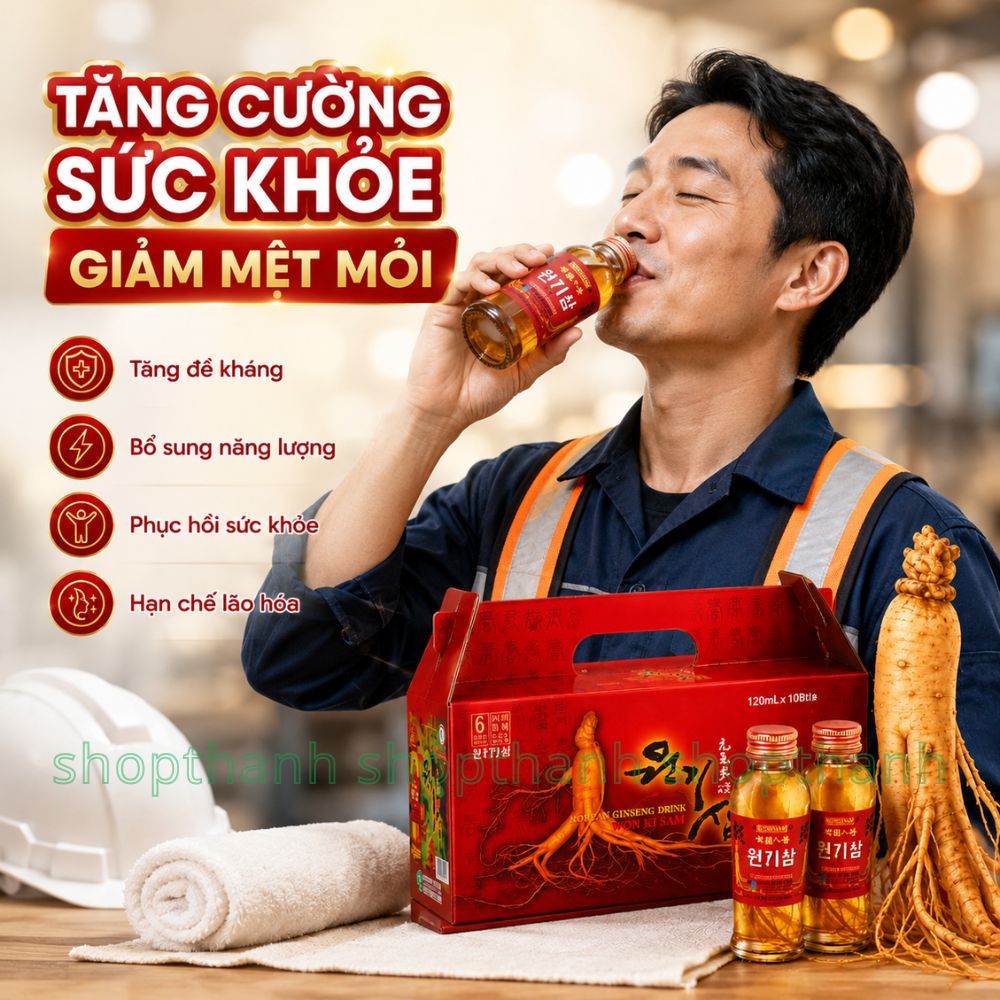 Nước Hồng Sâm Hàn Quốc Có Củ WonKiSam Bổ Sung Năng Lượng Giảm Mệt Mỏi Dễ Uống Cho Mọi Lứa Tuổi