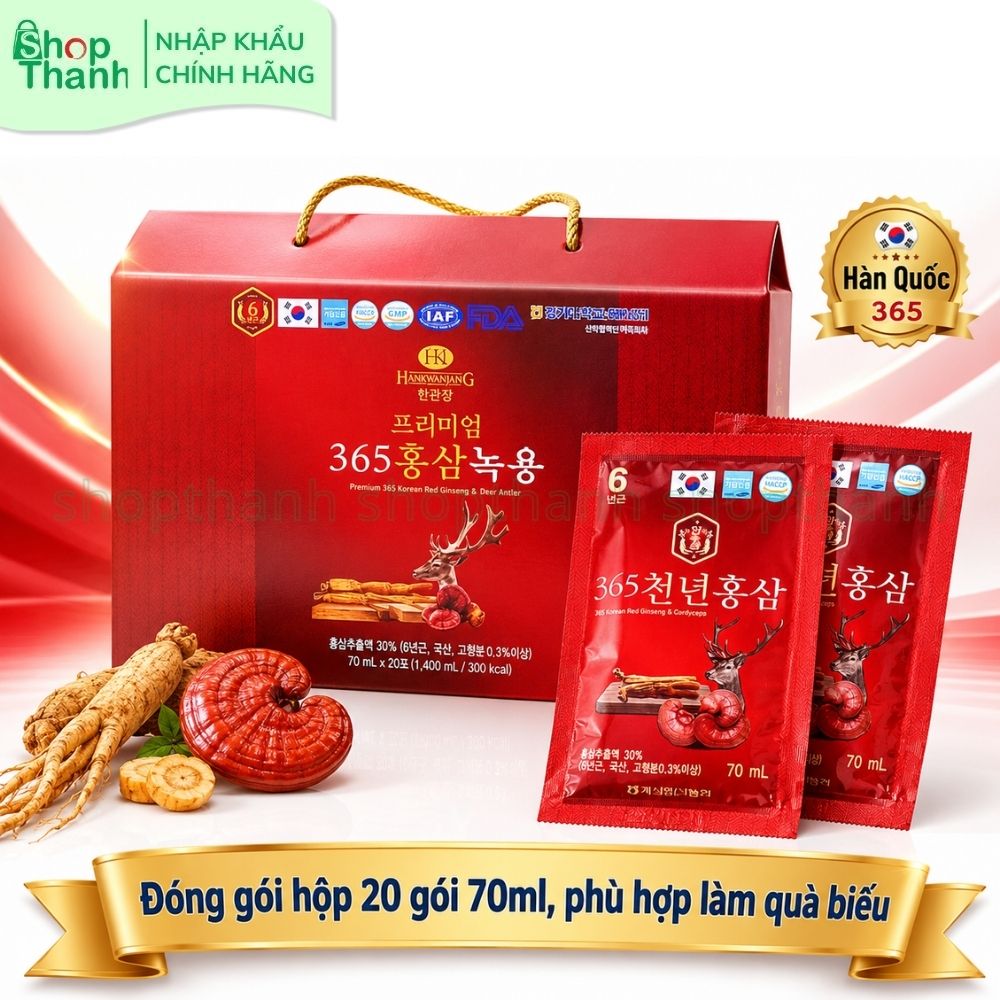 Nước Hồng Sâm 365 - Bồi Bổ Toàn Diện, Kết Hợp Hồng Sâm Linh Chi Nhung Hươu - Cho Người Lớn Tuổi
