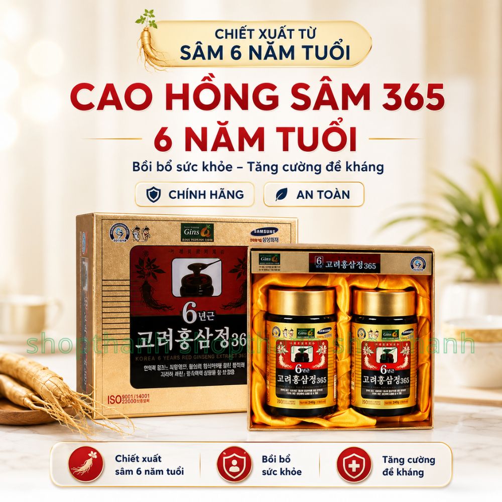 Cao Hồng Sâm 365 Hàn Quốc 240gr Tinh Chất Sâm 6 Năm Tuổi Hỗ Trợ Bồi Bổ Sức Khỏe Hằng Ngày