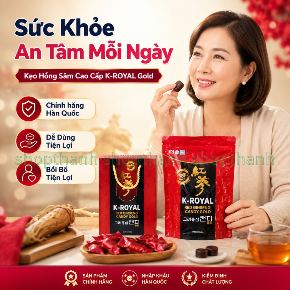 Kẹo Hồng Sâm Hàn Quốc 200g K-ROYAL Gold Bổ Sung Sinh Lực Tiện Lợi Dùng Hằng Ngày