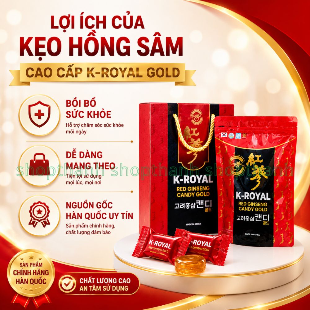 Kẹo Hồng Sâm Hàn Quốc 200g K-ROYAL Gold Bổ Sung Sinh Lực Tiện Lợi Dùng Hằng Ngày