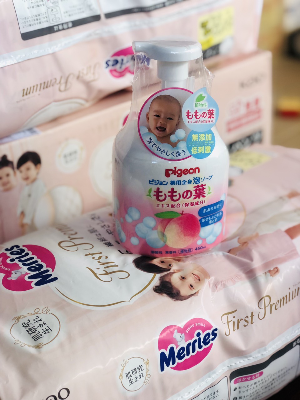 Sữa Tắm Gội Tạo Bọt Đào Pigeon - Chai 450ml- T20