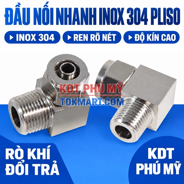 Co nối thép không rỉ 304 có 1 đầu siết ống và 1 đầu ren ngoài ĐỘ KÍN CAO