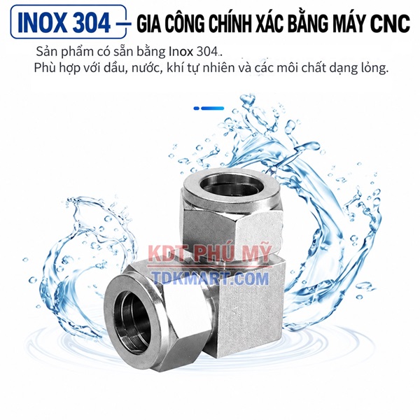 Co nối Inox 304 có 2 đầu siết hạt bắp GIA CÔNG CHÍNH XÁC