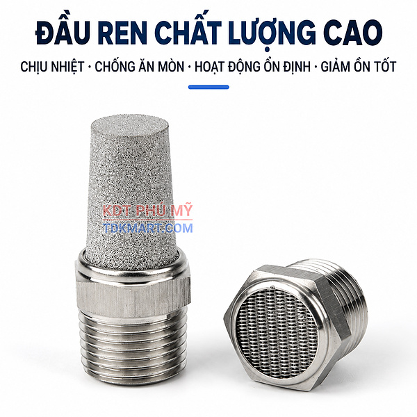 Đầu giảm thanh khí nén Inox 304 REN CHẤT LƯỢNG