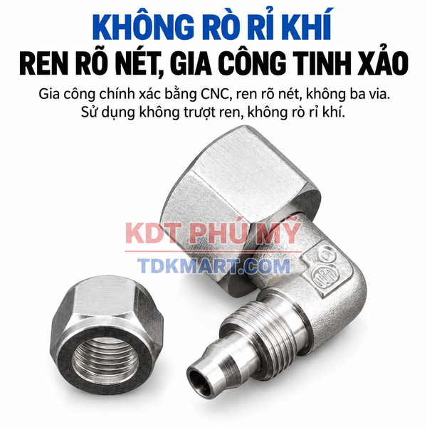 Co nối thép không rỉ Inox 304 có 1 đầu siết ống và 1 đầu ren trong KHÔNG RÒ KHÍ