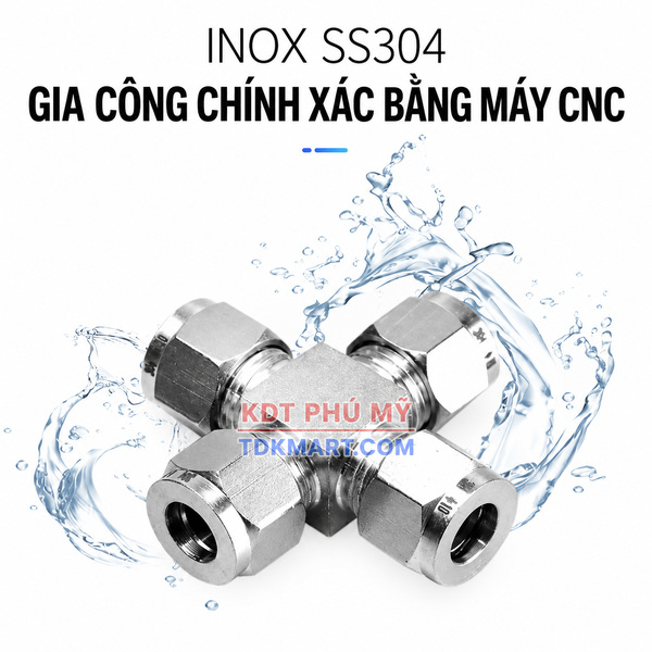 Đầu nối inox 304 chia 4 ngã 4 đầu siết hạt bắp GIA CÔNG CHÍNH XÁC