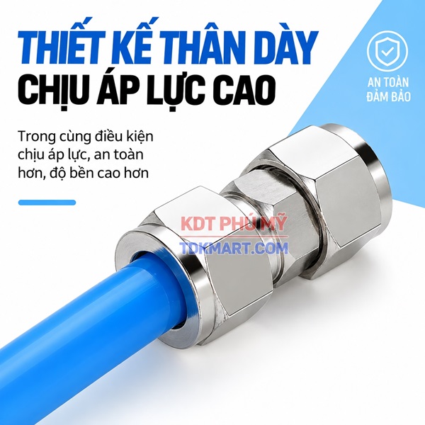 Đầu nối Inox 304 có 2 đầu siết ống chịu áp