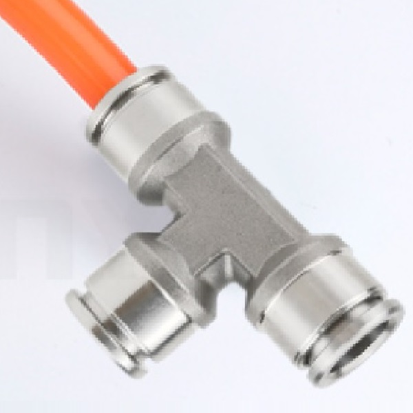 Đầu nối nhanh khí nén chữ T Inox 304 3 đầu ghim ống lắp ống PU