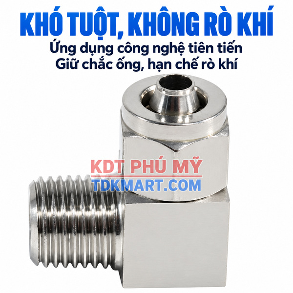 Co nối thép không rỉ 304 có 1 đầu siết ống và 1 đầu ren ngoài KHÔNG RÒ RỈ