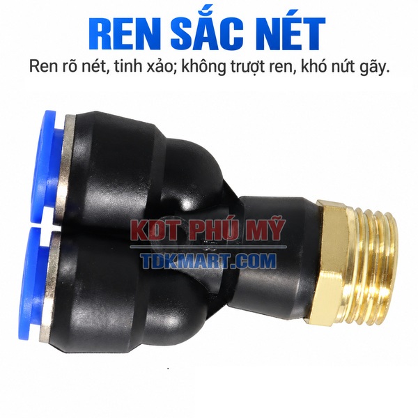 Đầu nối khí nén chữ Y- Ren ngoài REN SẮT NÉT