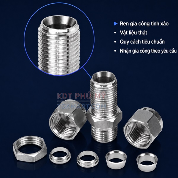 Cút nối xuyên vách hai đầu siết hạt bắp