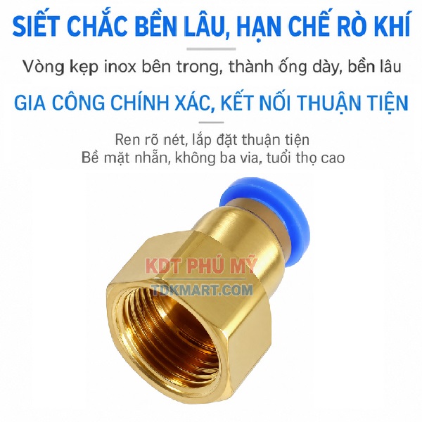 Đầu nối nhanh khí nén thẳng- Ren trong CHỐNG RÒ KHÍ
