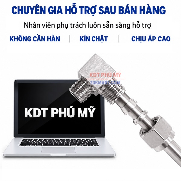 Co nối thép không rỉ 304 có 1 đầu siết hạt bắp và 1 đầu ren ngoài CHỊU ÁP CAO