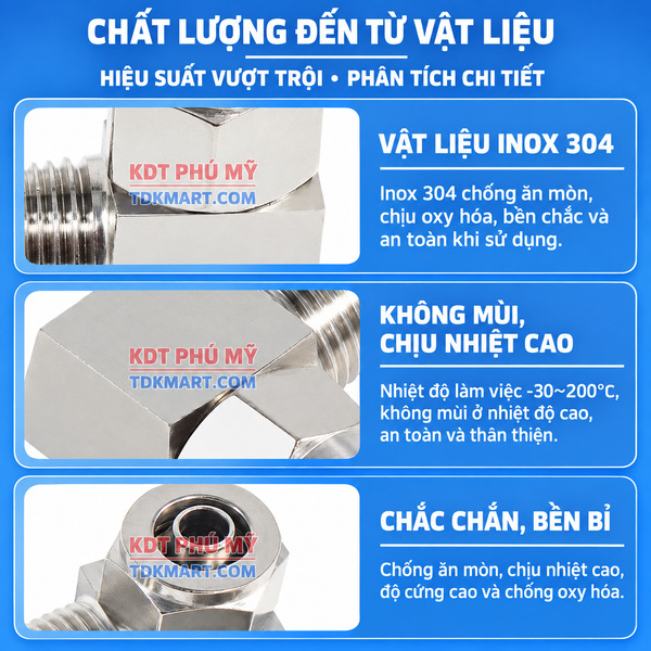 Co nối thép không rỉ 304 có 1 đầu siết ống và 1 đầu ren ngoài ĐÚNG CHẤT LIỆU INOX 304