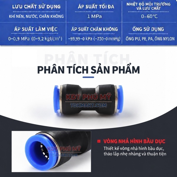 Đầu nối nhanh khí nén thẳng ÁP SUẤT CAO
