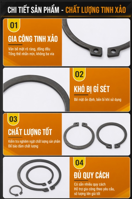 vòng chặn ngoài trục, phe cài trục