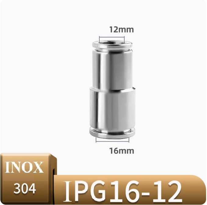Đầu nối khí giảm thẳng Inox IPG14-12