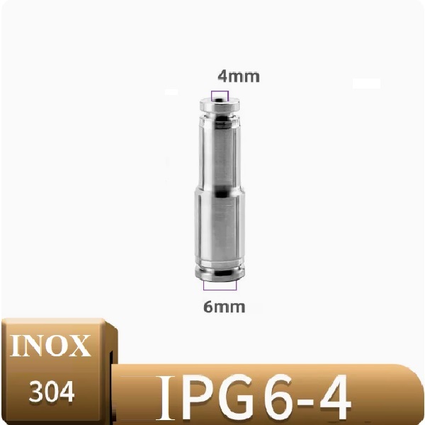 Đầu nối khí giảm thẳng Inox IPG6-4