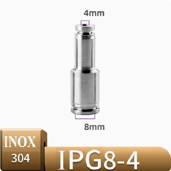 Đầu nối khí giảm thẳng Inox IPG8-4