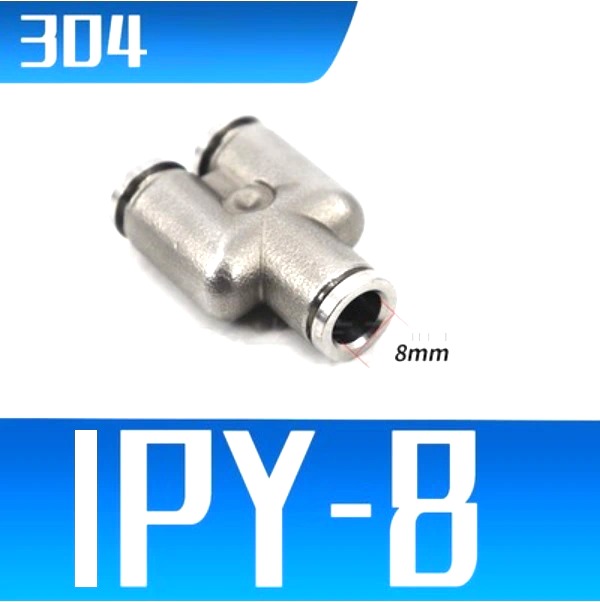 Đầu nối nhanh Inox chữ Y ống 8 mm  Model: IPY-8  Vật liệu: Inox 304