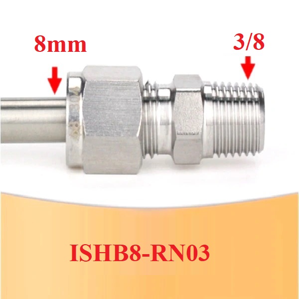 nối nhanh inox 304 ren ngoài 3/8 ống cứng 8