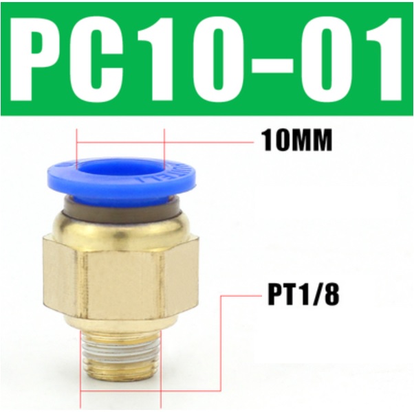 đầu nối khí nén 1/8, đầu nối ống 10mm, fitting khí nén công nghiệp, đầu nối nhanh khí nén thẳng, đầu nối khí nén lưu lượng lớn