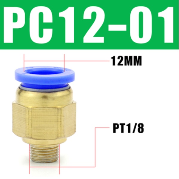 đầu nối khí nén 1/8, đầu nối ống 12mm, fitting khí nén công nghiệp, đầu nối nhanh khí nén thẳng, đầu nối khí nén lưu lượng lớn