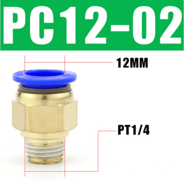 đầu nối khí nén 1/4, đầu nối ống 12mm, fitting khí nén công nghiệp, đầu nối nhanh khí nén thẳng, đầu nối khí nén lưu lượng lớn