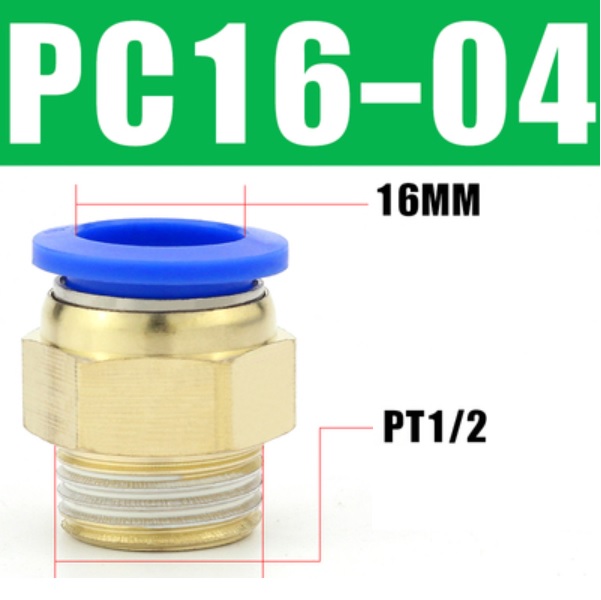 đầu nối khí nén 1/2, đầu nối ống 16mm, fitting khí nén công nghiệp, đầu nối nhanh khí nén thẳng, đầu nối khí nén lưu lượng lớn