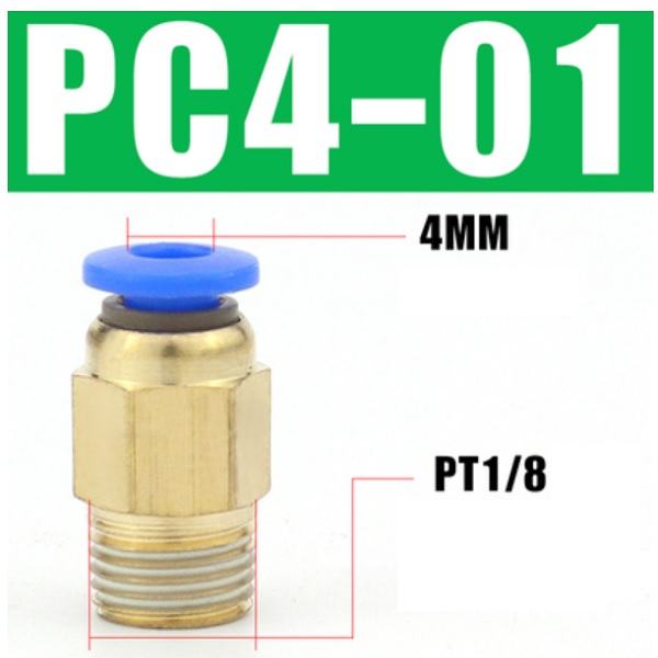 đầu nối khí nén 1/8, đầu nối ống 4mm, fitting khí nén nhỏ, đầu nối nhanh khí nén mini, đầu nối khí nén thẳng