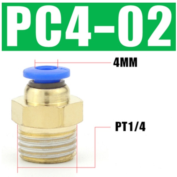 đầu nối khí nén 1/4, đầu nối ống 4mm, fitting khí nén mini, đầu nối nhanh khí nén, đầu nối khí nén thẳng